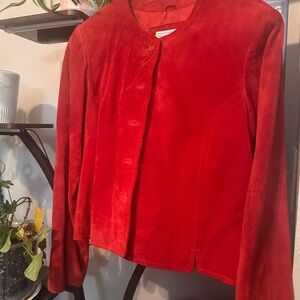 Jons Landing Korean Vibrant Red Suede Leather Jacket